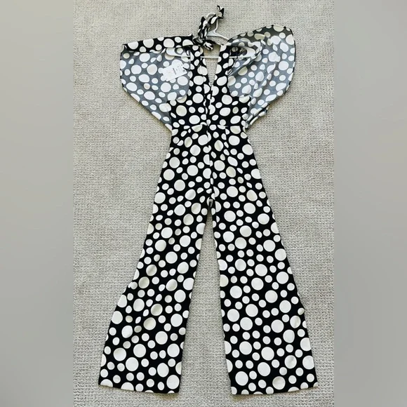 NWT - Zara Studio Limited Edition Black and White Polka Dot Jumpsuit - Picture 8 of 11